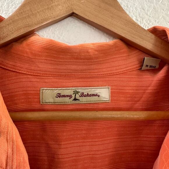Tommy Bahamas Silk Orange Button Up Dress Shirt Size XL - Picture 4 of 5